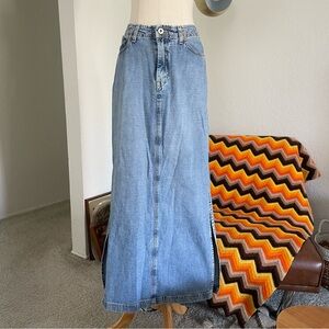 Vintage Y2K Lucky Brand Light Wash Denim Maxi Skirt